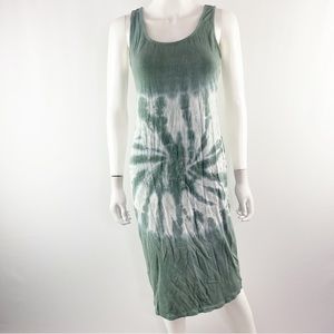 Saturday Sunday Anthropologie Green Tie Dye Sleeveless Tank Midi Dress Size M